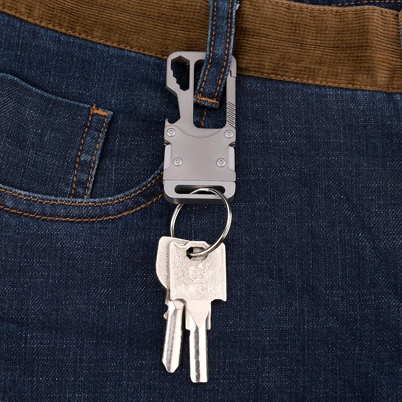 Titanium Alloy Key Chain Carabiner Opener Wrench Cutter EDC Outdoor Multi Tools 07FC0E-D4 - KOEEK