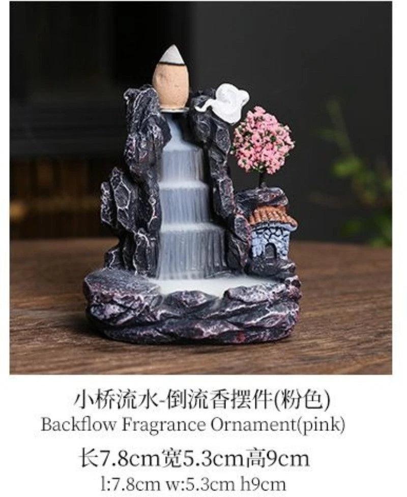 Creative Mountain Stream Resin Backflow Incense Burner Aromatherapy Decor 07FC0E-D4 - KOEEK