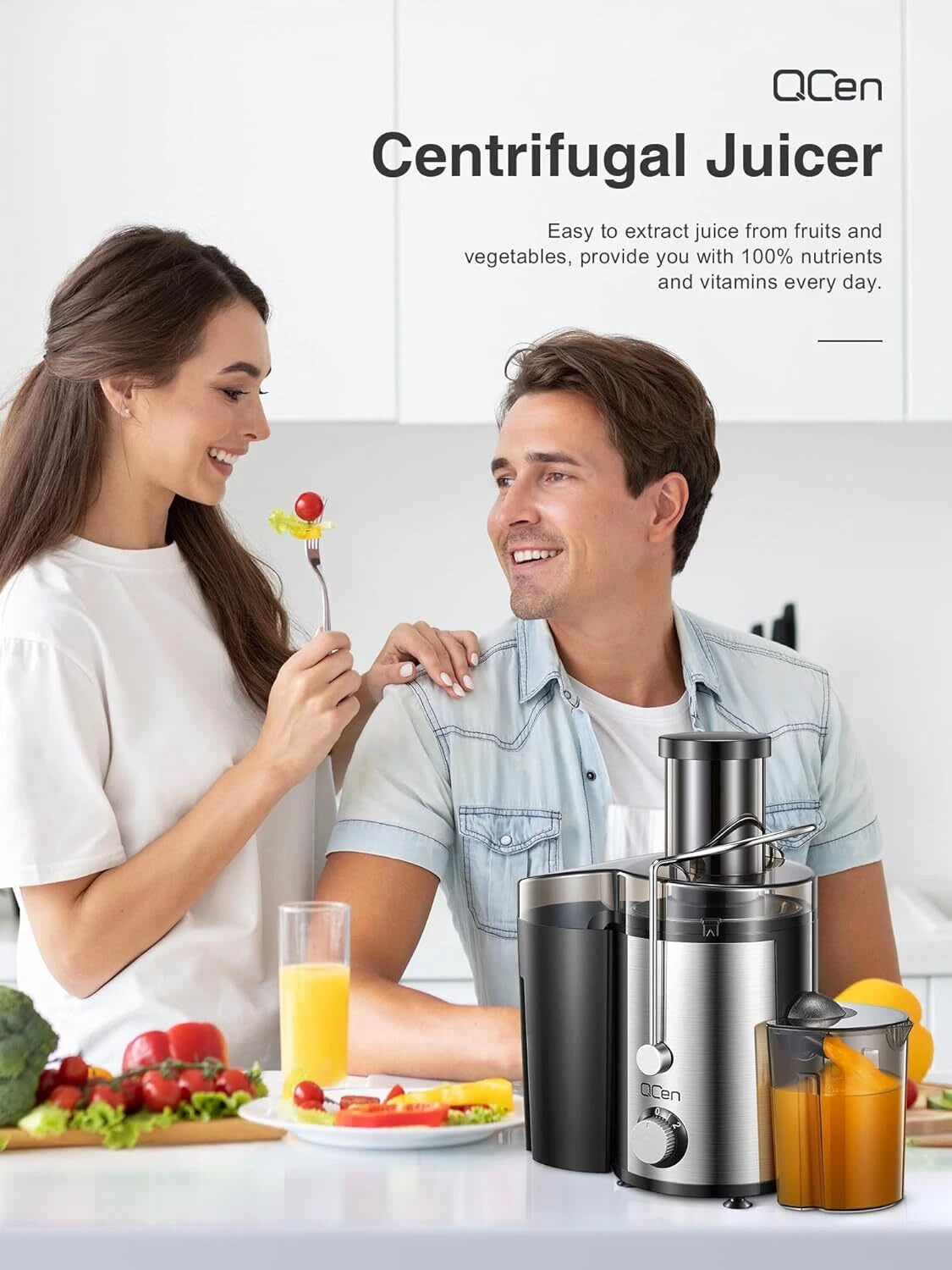 Juice Extractor, 800 Watt Centrifugal Juice Extractor, Stainless Steel, BPA-Free 07FC0E-D4 - KOEEK