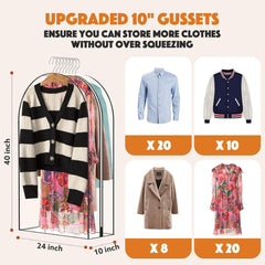 new 4 Packs 40" Clear Garment Bags for Hanging Clothes, 10" Gusseted transparent 07FC0E-D4 - KOEEK
