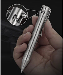 EDC Portable Pocket Outdoors Pen Solid TC4 Titanium Alloy Bolt Action Ball Pen 07FC0E-D4 - KOEEK