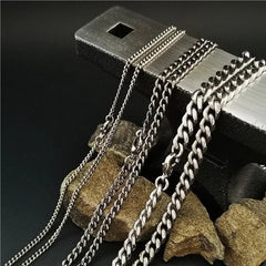 Pure Titanium Anti-allergy Necklace 2.2mm 3.5mm 5.5mm Curb Chain 22'' 24'' 26'' 07FC0E-D4 - KOEEK