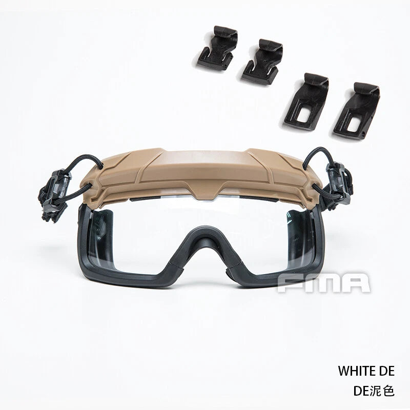 FMA Tactical Helmet Goggles Anti-fog Transparent 3MM Lens Rail Clips FAST Helmet 07FC0E-D4 - KOEEK