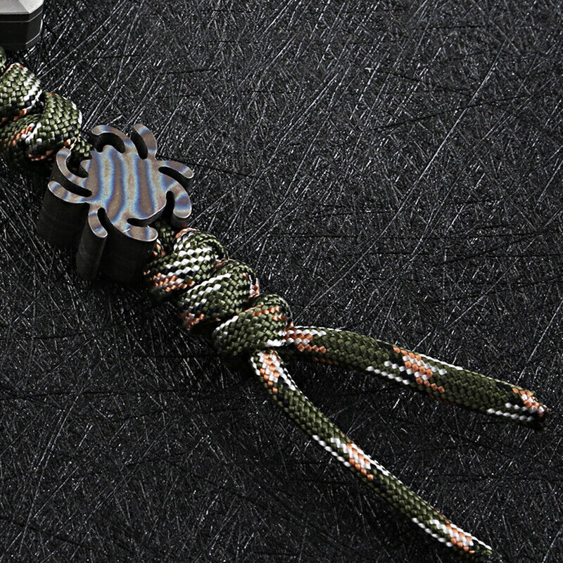 EDC Titanium Alloy Folding Knife Handle Lanyard Bead Umbrella Rope Pendant Tools 07FC0E-D4 - KOEEK