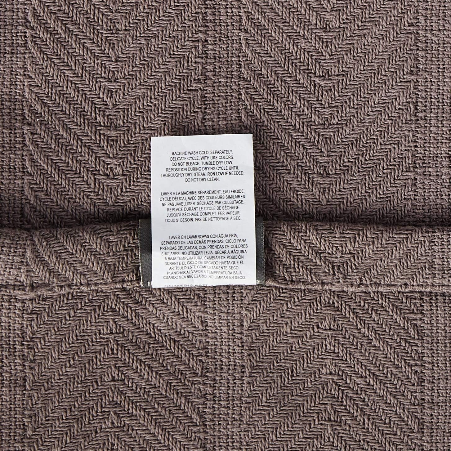 new Eddie Bauer Home Herringbone Collection Blanket- Cotton, Queen, Mushroom EDDIE BAUER - KOEEK