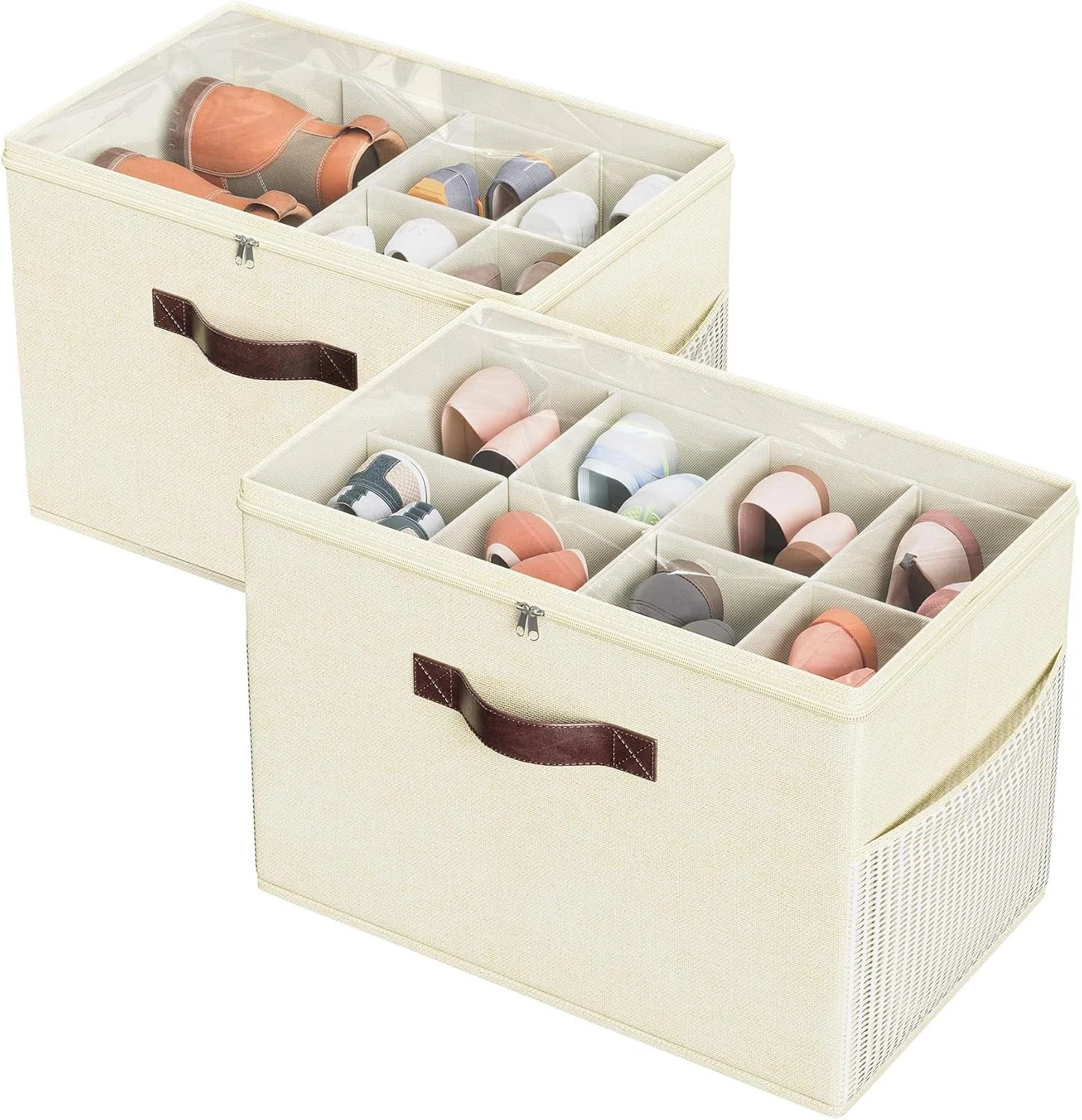 2-piece shoe cabinet storage box,transparent foldable shoe boxadjustable shelves 07FC0E-D4 - KOEEK
