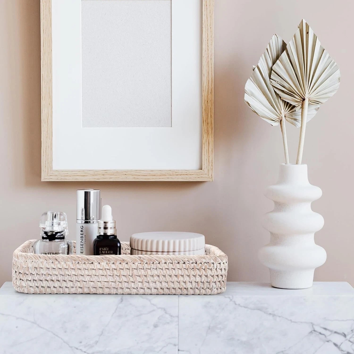 Rattan Bathroom Vanity Tray, Toilet Tank Tray, Toilet Basket Tank Topper 07FC0E-D4 - KOEEK