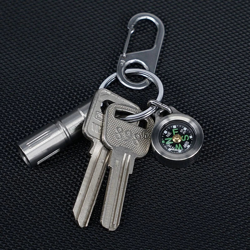 EDC Mini Titanium Keychain Compass for Outdoor Camping Travel Necklace Pendant 07FC0E-D4 - KOEEK