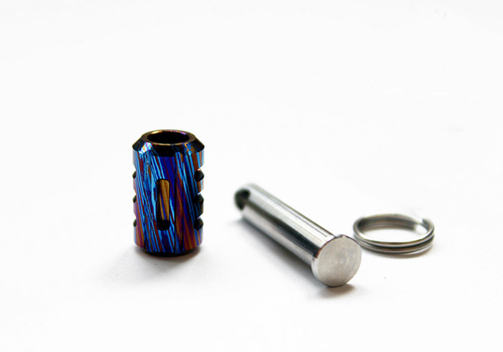 EDC Titanium Timascus Damascus Folding Knife Lanyard Umbrella Rope Knife Pendant 07FC0E-D4 - KOEEK