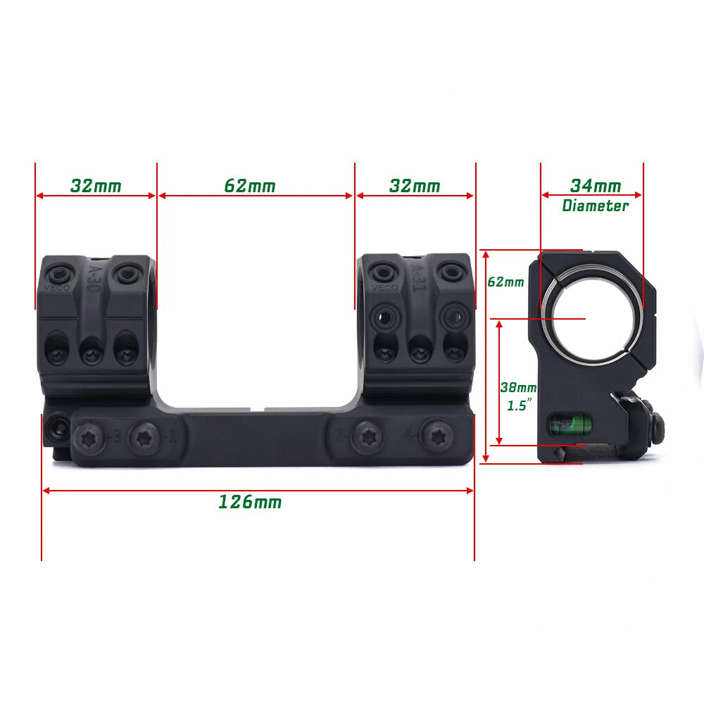 34mm Tube SP-4002 Solid 0MIL 0MOA Scope Optics Mount 1.5'' Height Surfaces 07FC0E-D4 - KOEEK