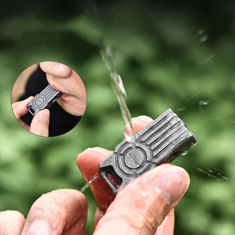 EDC titanium alloy lightweight dual tube outdoor portable survival whistle 07FC0E-D4 - KOEEK