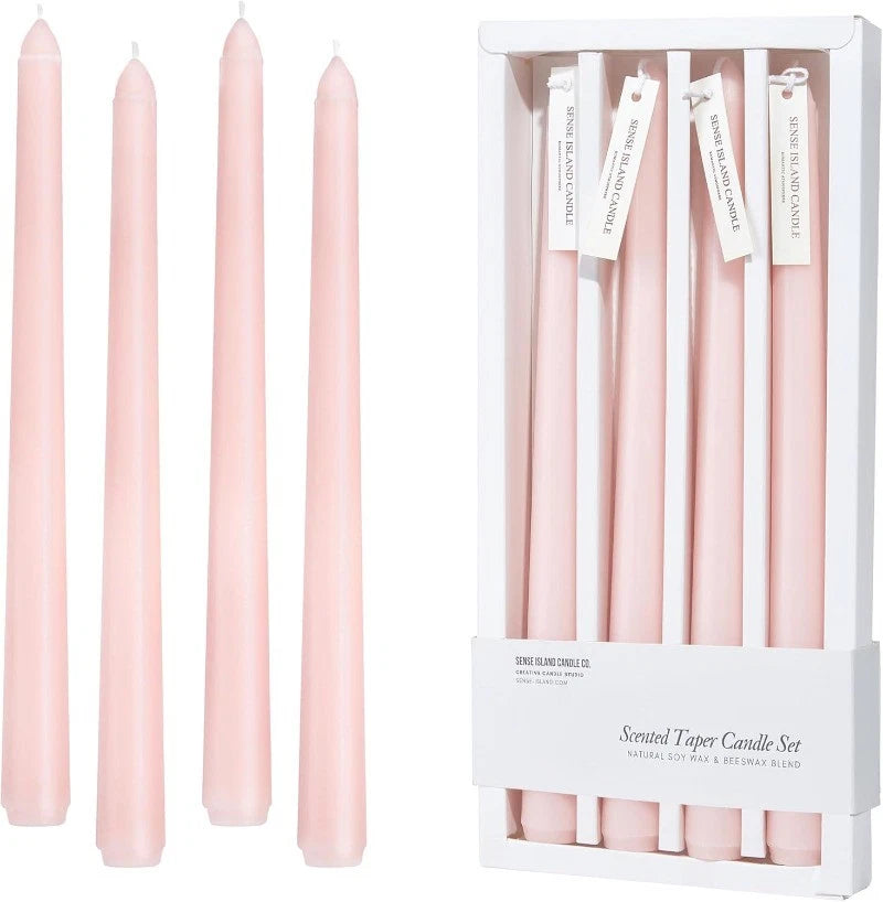 Pink Taper Candles 10'' Valentines Baby Pink Blush Candle Sticks Set of 4 | 07FC0E-D4 - KOEEK