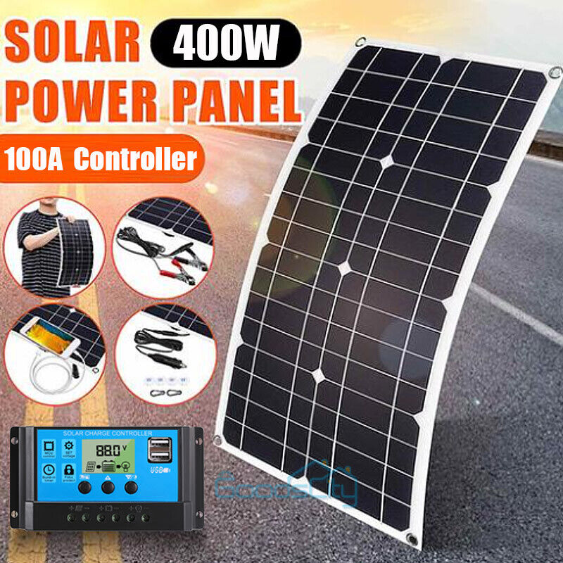 nytt fleksibelt solcellepanel 400W 12v Portable Power Mono Camping Home RV batterilading