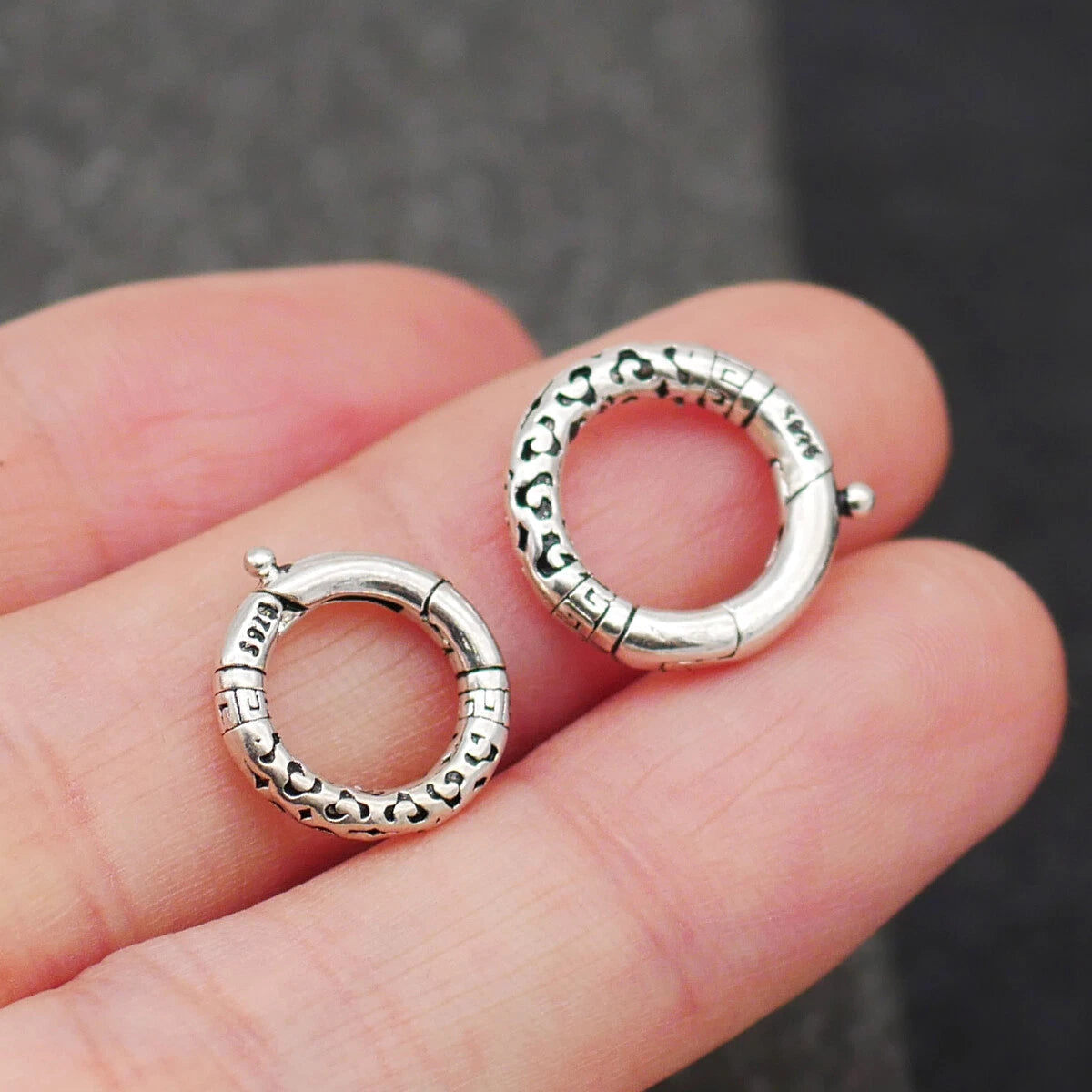 Hot Large Link Lock Jump Ring Sterling Silver Charm Pendant Locking Clasp 07FC0E-D4 - KOEEK