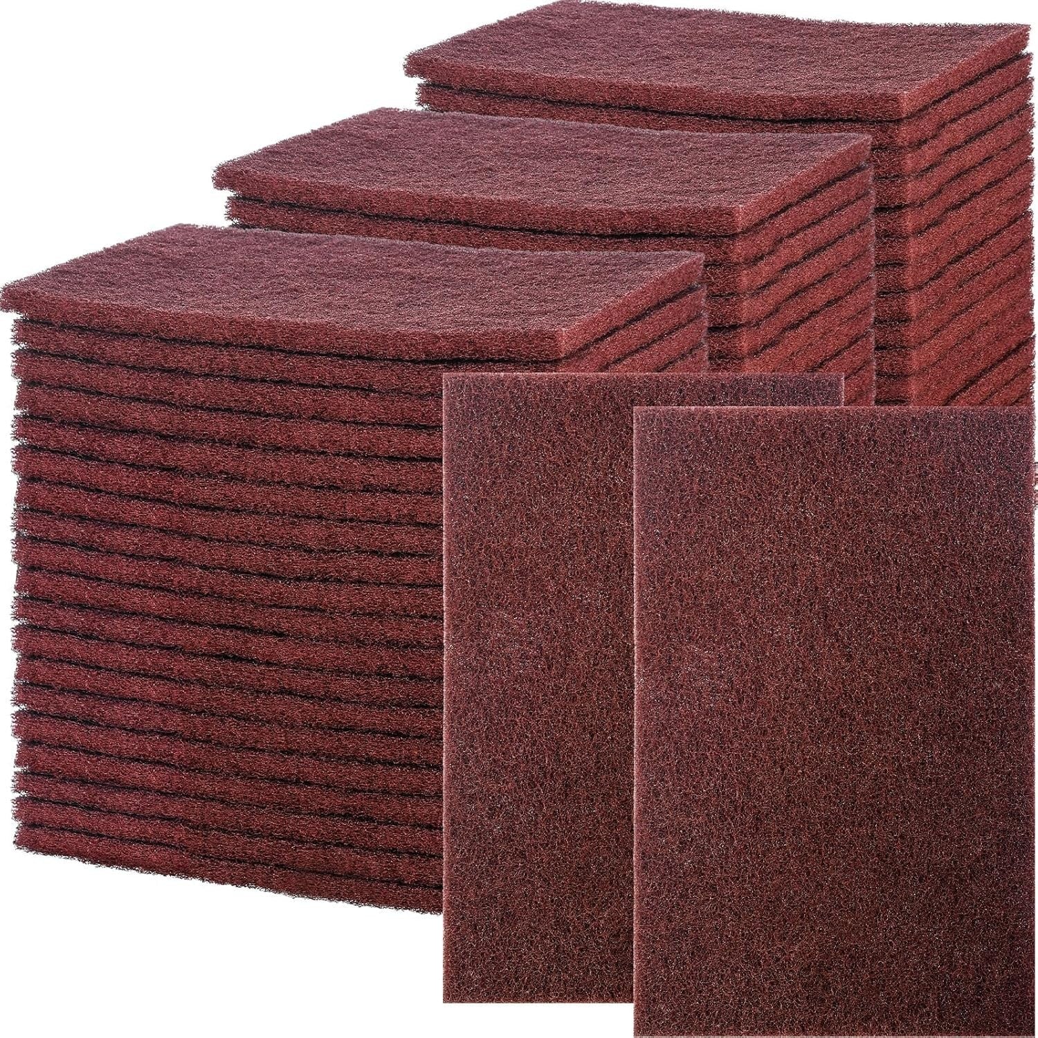 new 50 Pcs 7447 Fine General Purpose Scuff Pads 6 X 9 Inch Abrasive Hand Red