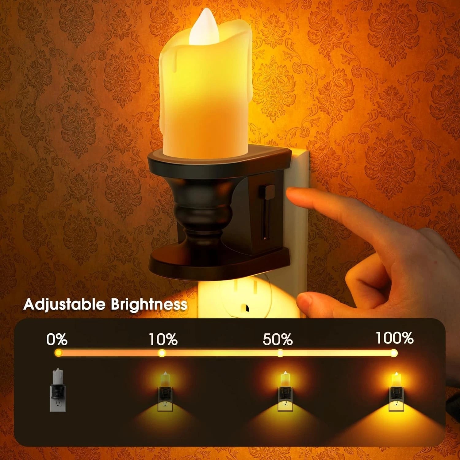 Flameless Candle Night Light, 2-Pack, Plug-In Night Light 07FC0E-D4 - KOEEK