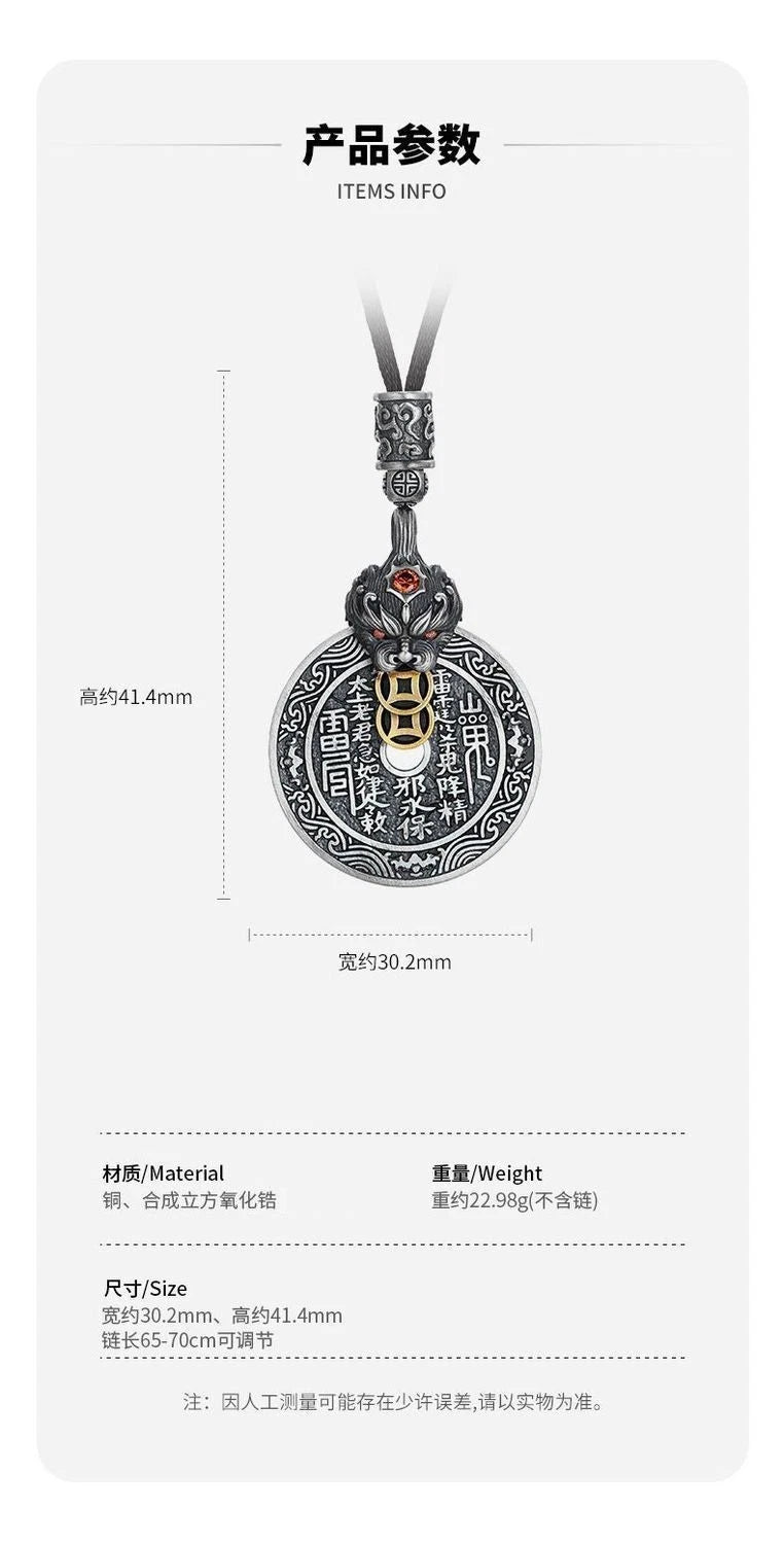 Rotating Taoist Pendant Necklace Pixiu Bagua Chinese Style  Charm 07FC0E-D4 - KOEEK