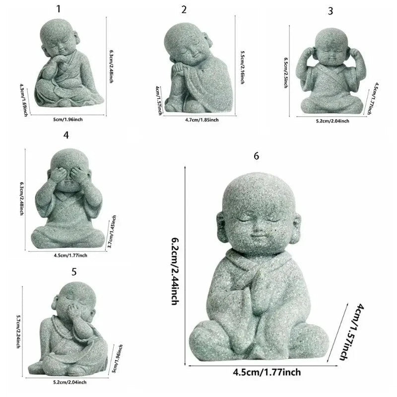 1Pc Buddhist Monks Figurine Buddha Stone Statue Chinese Fengshui Zen Decoration 07FC0E-D4 - KOEEK