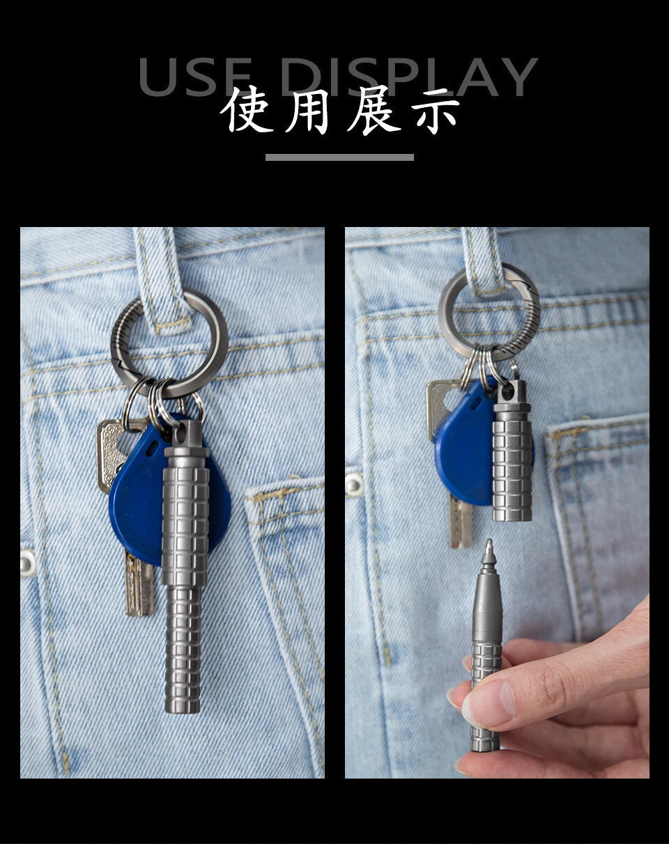 Titanium Alloy Mini Pocket Pen Outdoor EDC Tool Portable Keychain Ballpoint Pen 07FC0E-D4 - KOEEK