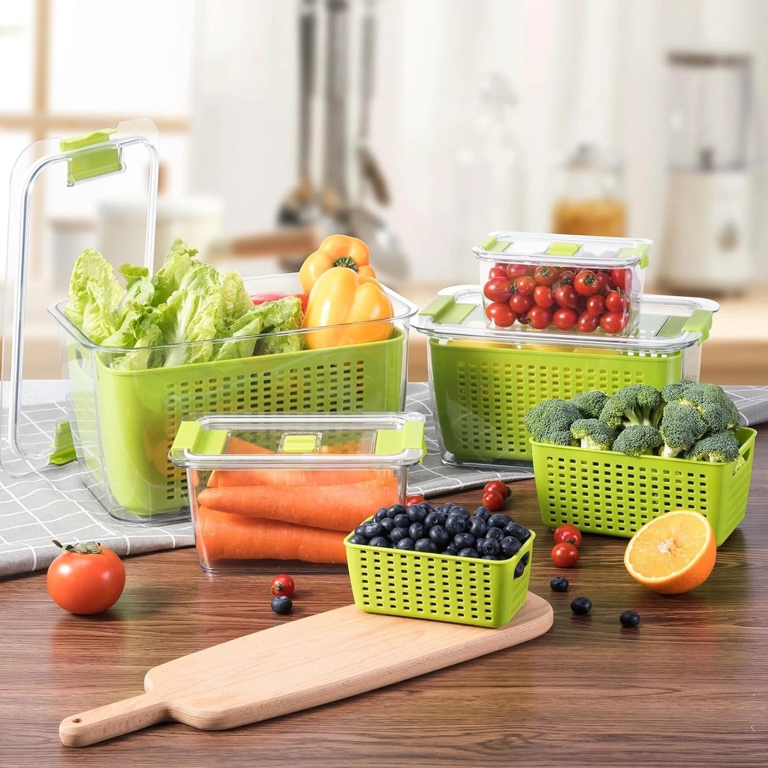 Fruit and vegetable storage box,set of 4 refrigerator storage containers 07FC0E-D4 - KOEEK