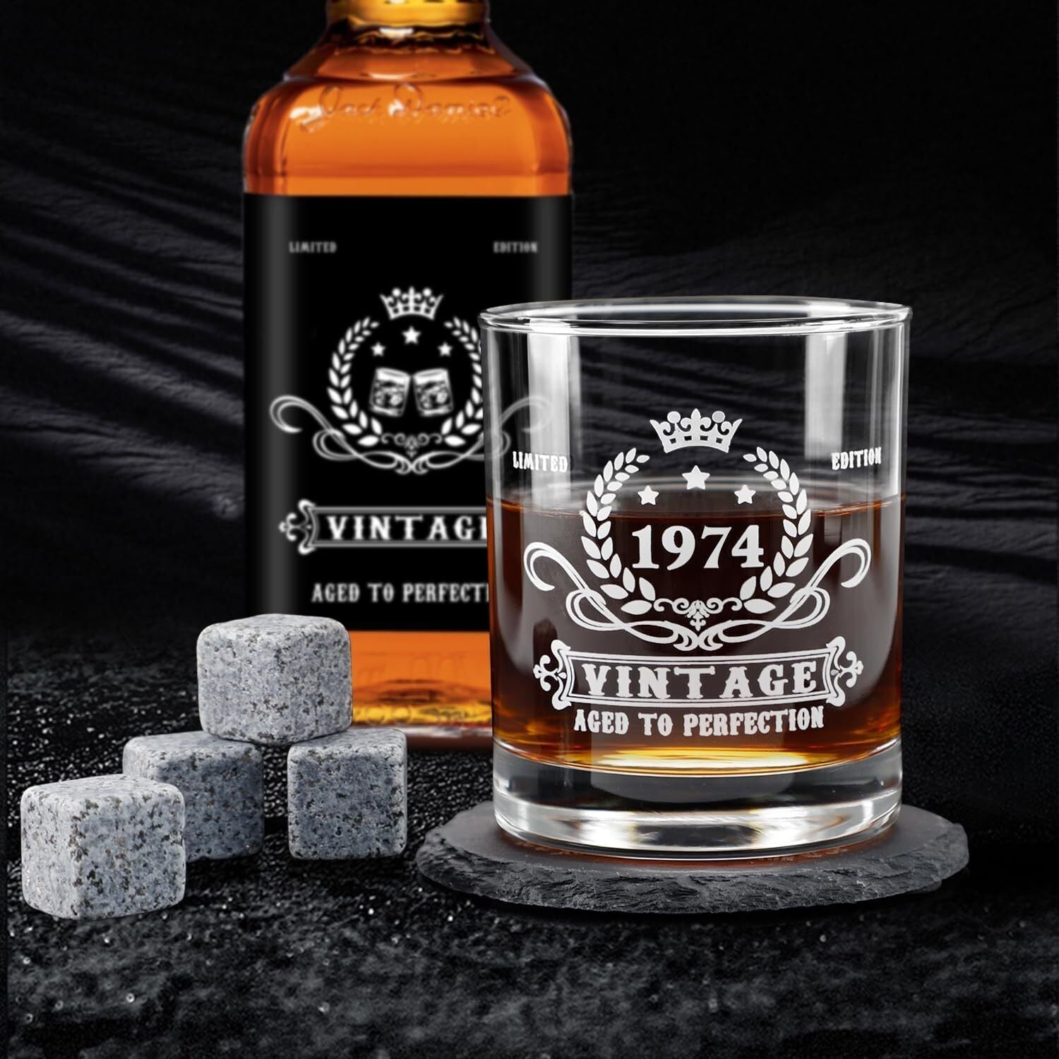 new YeohJoy 50th Birthday Gifts for Men,Vintage 1974 Whiskey Glass Multicolor YEOHJOY - KOEEK