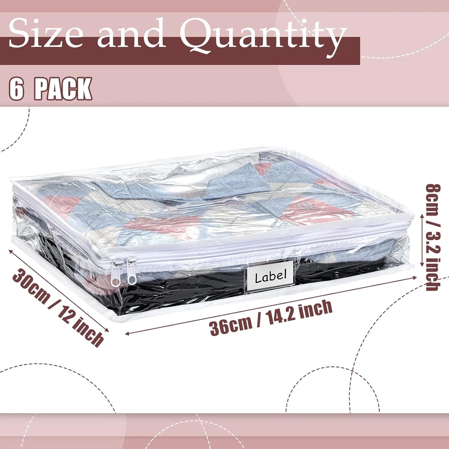 6 Pieces Sweater Storage Bags Plastic Clear PVC Clothes Storage Bags with Zipper 07FC0E-D4 - KOEEK