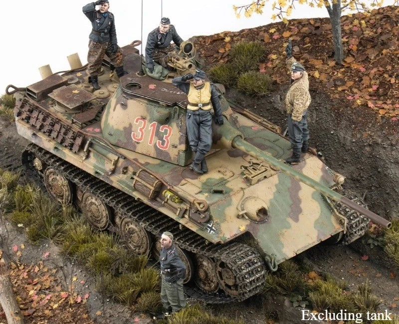 1/35 Resin Model Kit WWII German Tank Crew Set 5 Figures Unassembled Unpainted 07FC0E-D4 - KOEEK