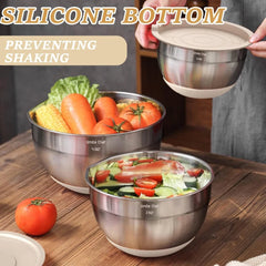 Mixing Bowl Set with Sealed Lid, 26 Piece Stainless Steel Khaki Bowl Set. 07FC0E-D4 - KOEEK