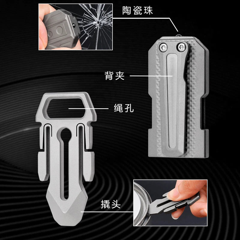 EDC Titanium Belt Buckle Portable Men's Belt Clip Waist Hang Keychain Crowbar 07FC0E-D4 - KOEEK