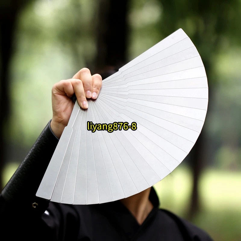 Stainless Steel Metal Folding Fan Portable Martial Art Kung Fu Tai Chi Fan Toy 07FC0E-D4 - KOEEK