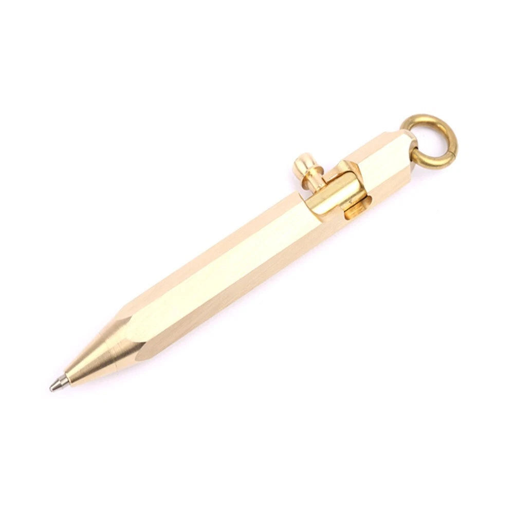 Hot Mini Handmade Six-Edg Brass Ball Pen Bolt Action Pen Pocket Keychain EDC Pen 07FC0E-D4 - KOEEK