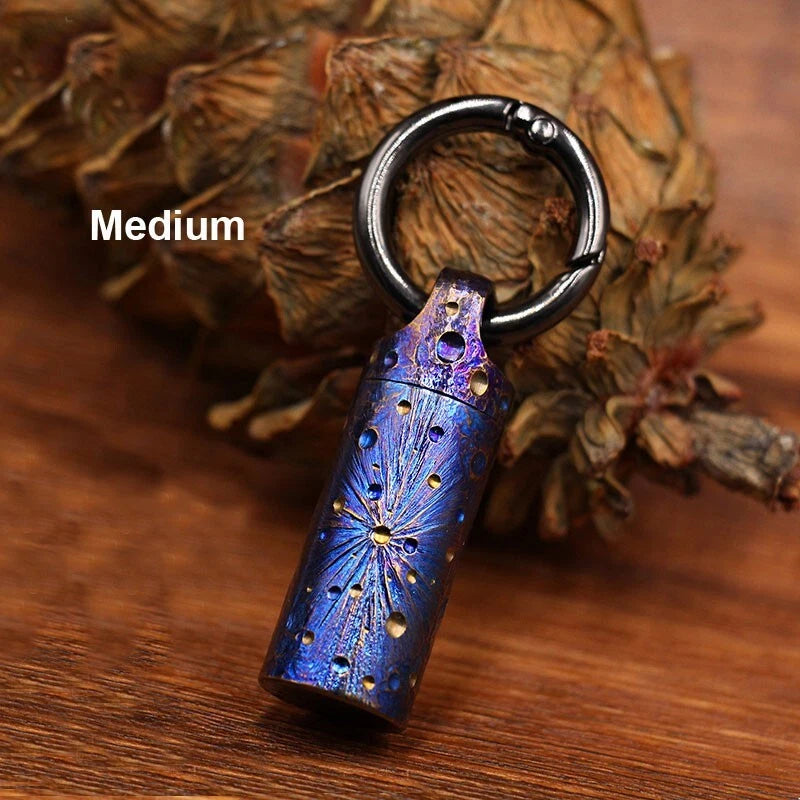 Titanium Waterproof Charm Pendant Pill Storage Container Outdoor Travel Tool 07FC0E-D4 - KOEEK