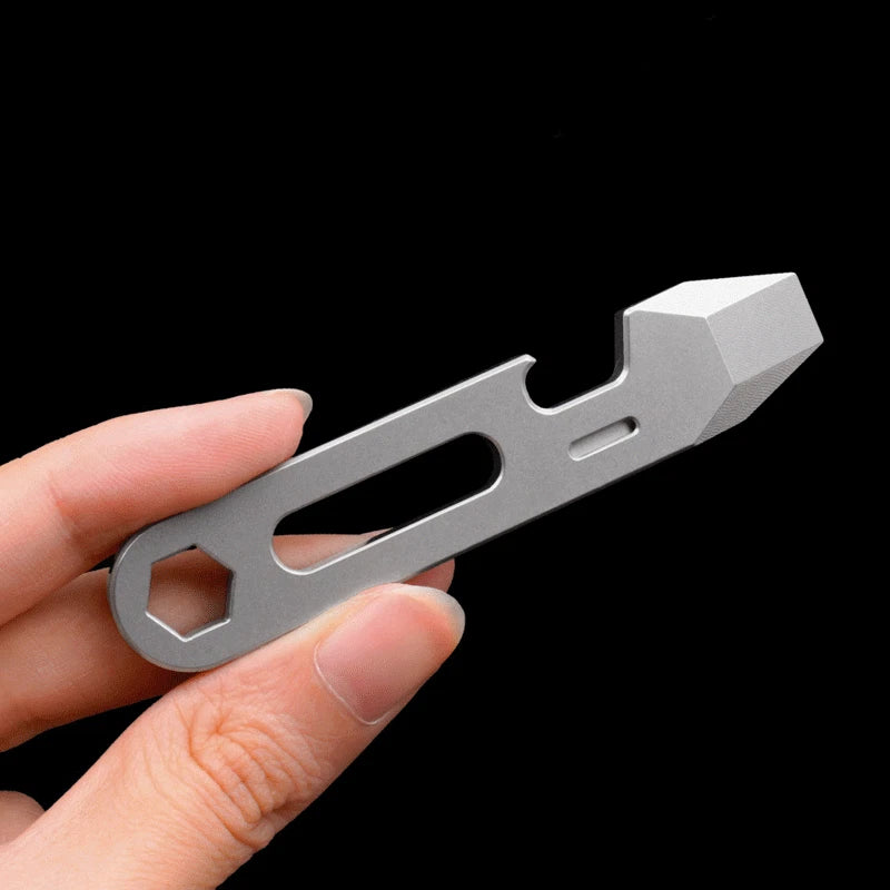 1PC Outdoor Mini Titanium Alloy Keychain Pry Bar Crowbar Opener EDC Multi Tools 07FC0E-D4 - KOEEK