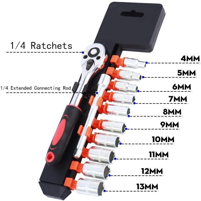 new 12-Piece Ratchet Socket Wrench Set, Drive Set of Small, As Shown 07FC0E-D4 - KOEEK