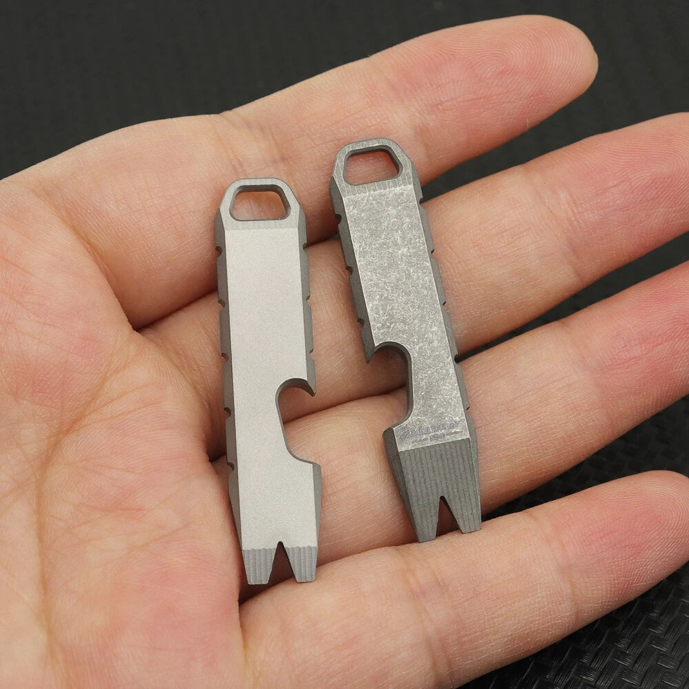 EDC Mini Titanium Alloy Keychain Multi Tool Pocket Pry Bar Crowbar Opener Cutter 07FC0E-D4 - KOEEK