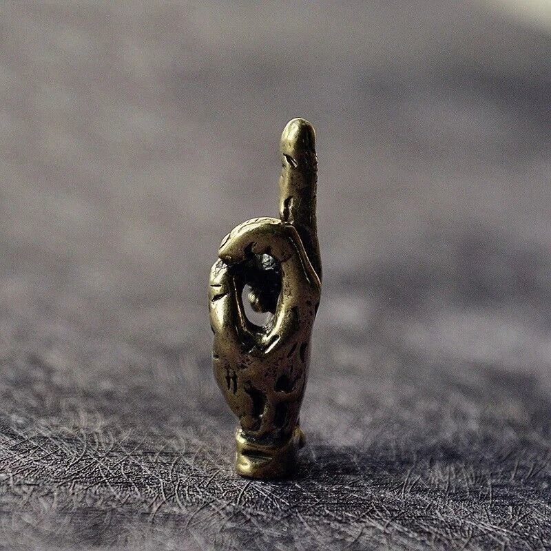 Brass Hand Middle Finger Up Keychain Pendant Trinket Hanging Jewelry Ornament 07FC0E-D4 - KOEEK