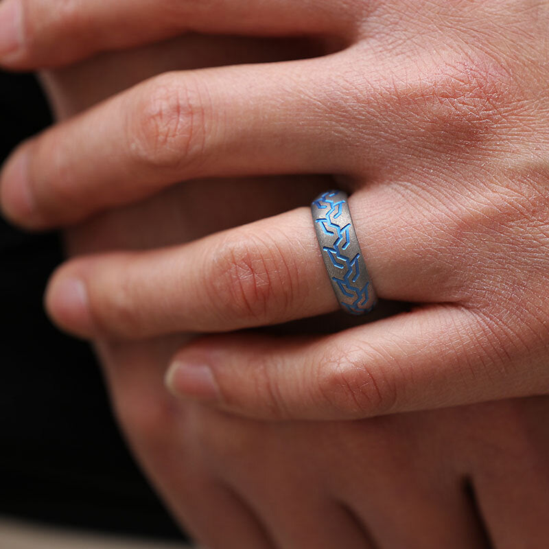 TC4 Titanium Alloy Tire pattern Finger Ring Necklace Pendant bead Decorative EDC 07FC0E-D4 - KOEEK