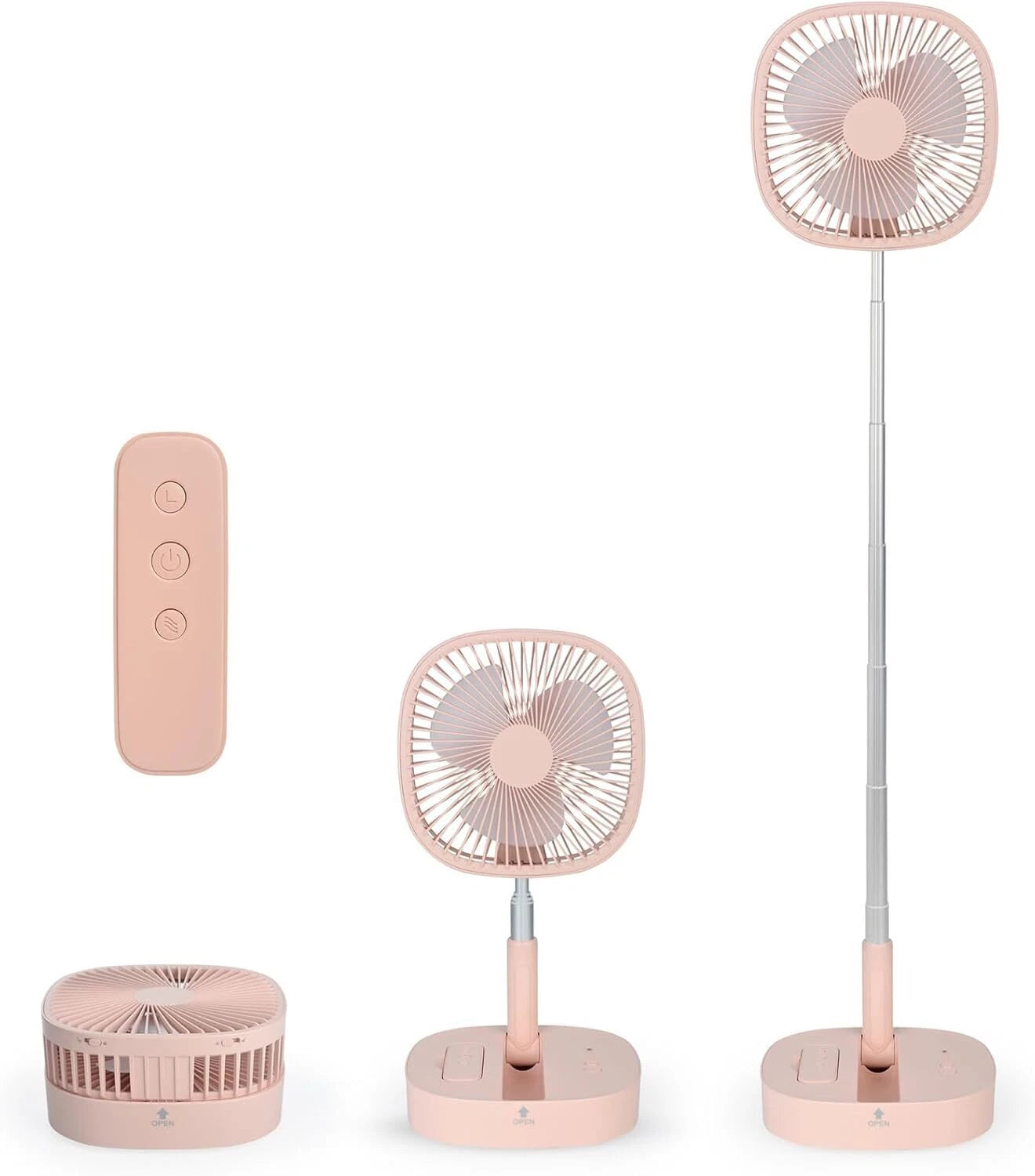 Foldable Desk Fan,Rechargeable Battery,Remote Control Retractable 4 Speed Silent 07FC0E-D4 - KOEEK