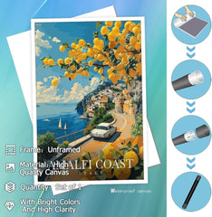 new Viokalt Vintage Amalfi Coast Scenery Wall Art 8x12 in Unframed, Multi 10 07FC0E-D4 - KOEEK