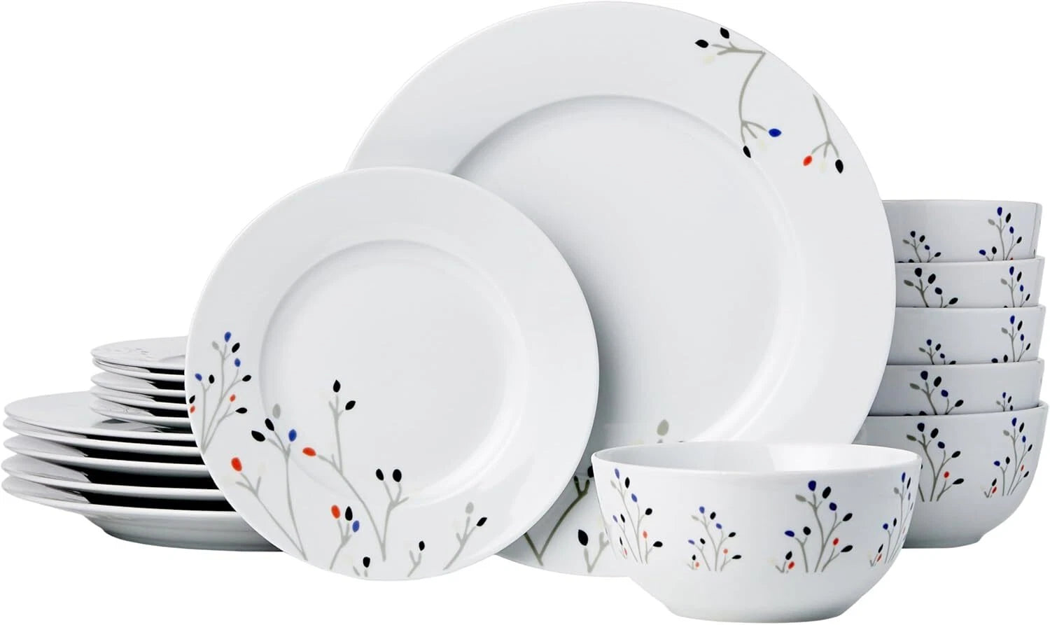 18 Piece Kitchen Utensil Set, Plates, Dishes, Bowls, 6 Servings, Twig Color 07FC0E-D4 - KOEEK