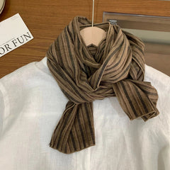 Mens  Cotton Plaid Striped Scarf Shawl Unisex Preppy Breathable Soft Scarves 07FC0E-D4 - KOEEK