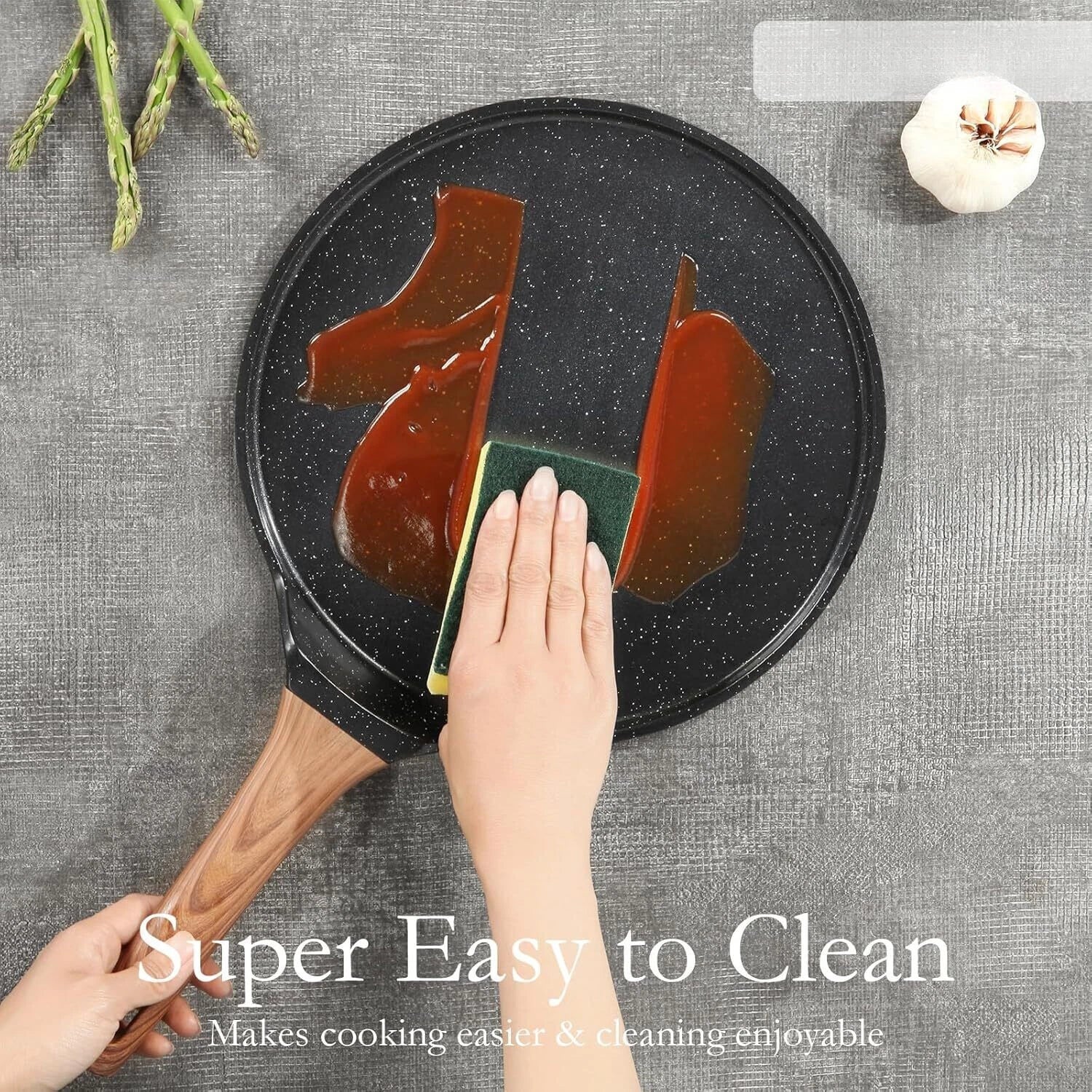 9.5 Inch Crepe Pan with Spreader,Nonstick Ceramic Flat Skillet Dosa Tawa Comales 07FC0E-D4 - KOEEK