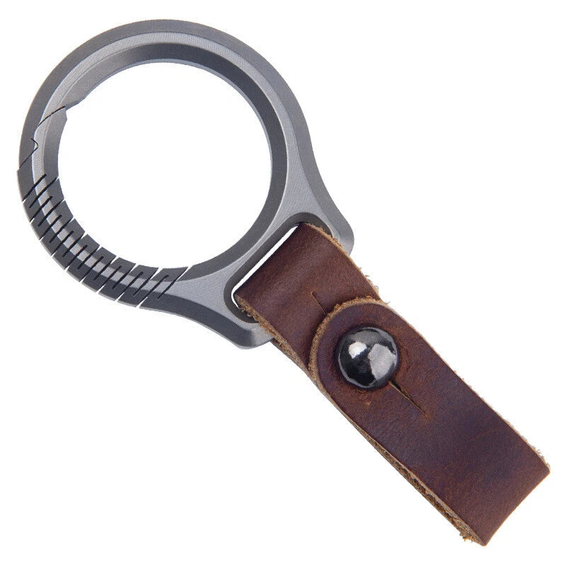 EDC Titanium Alloy Leather Porable Hanging Buckle Car Keychain Key Belt Waist 07FC0E-D4 - KOEEK