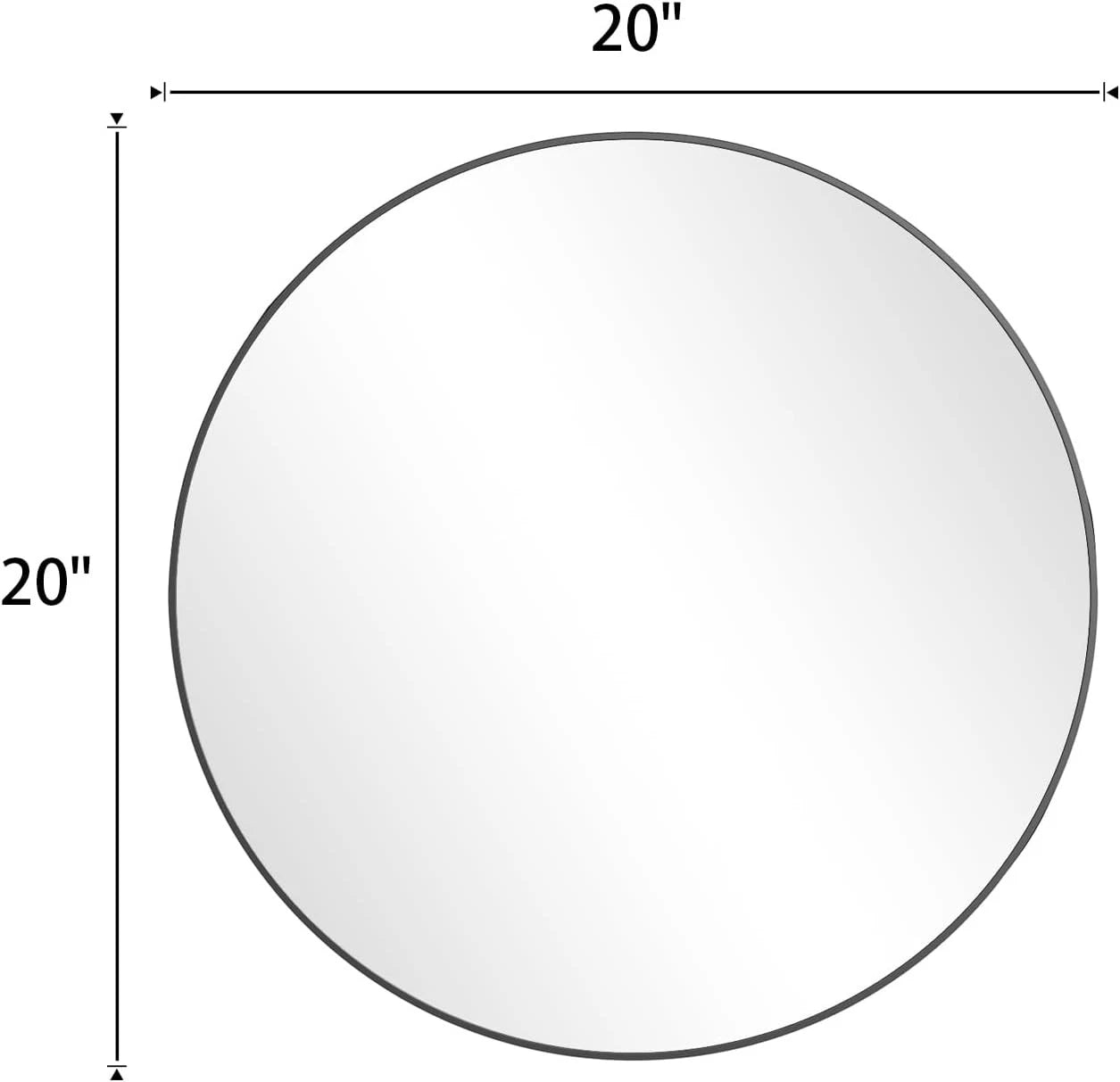 20 Inch Round Mirror, Metal Frame Circle Mirror, Wall Mounted for Entryway 07FC0E-D4 - KOEEK