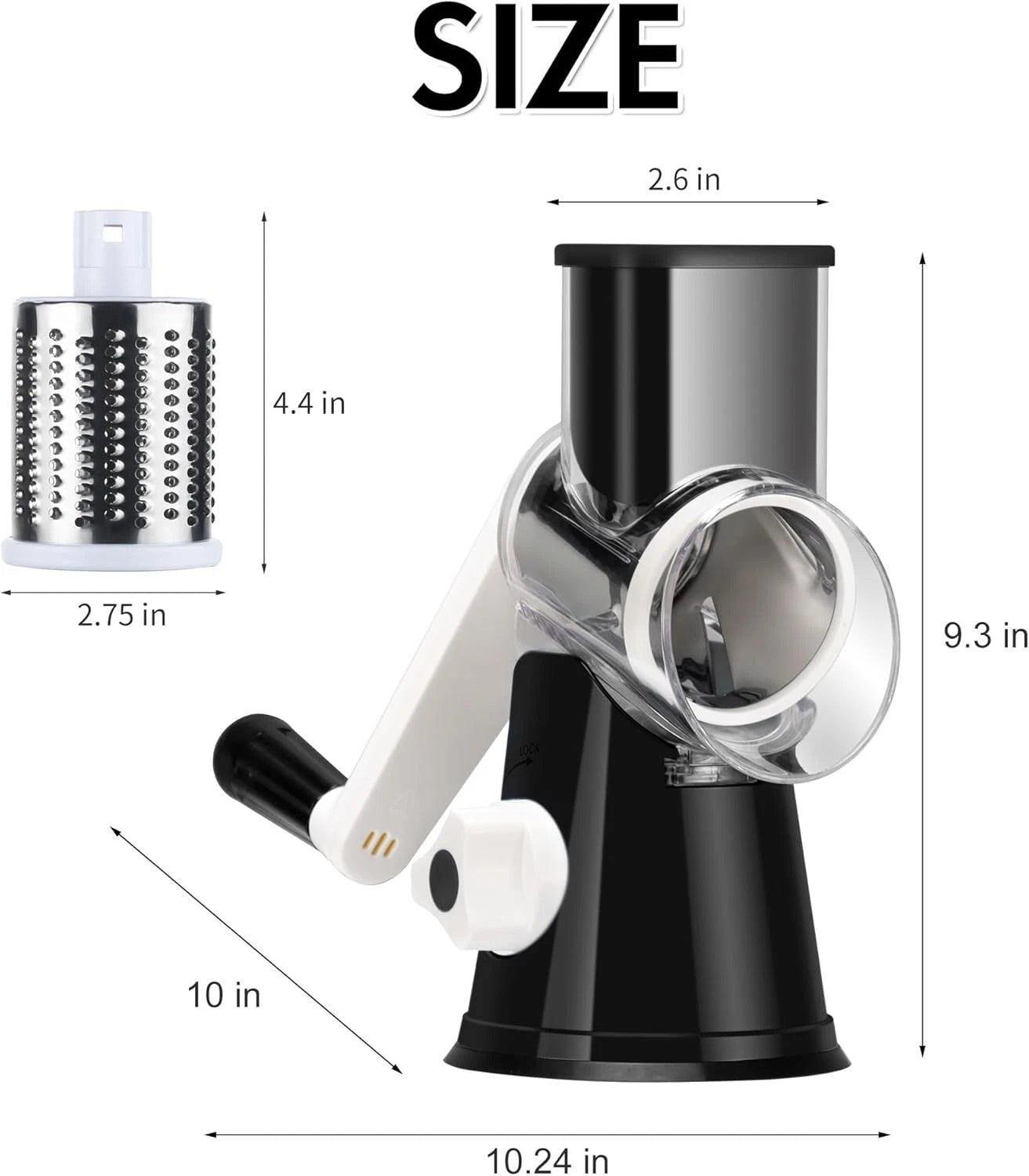 Rotating cheese grater, hand-cranked, kitchen shredder, quick cut 07FC0E-D4 - KOEEK