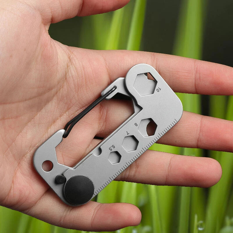 EDC 9 in 1 Multifunction Tools Outdoor Camping Hiking Bicycle Carabiner Keychain 07FC0E-D4 - KOEEK