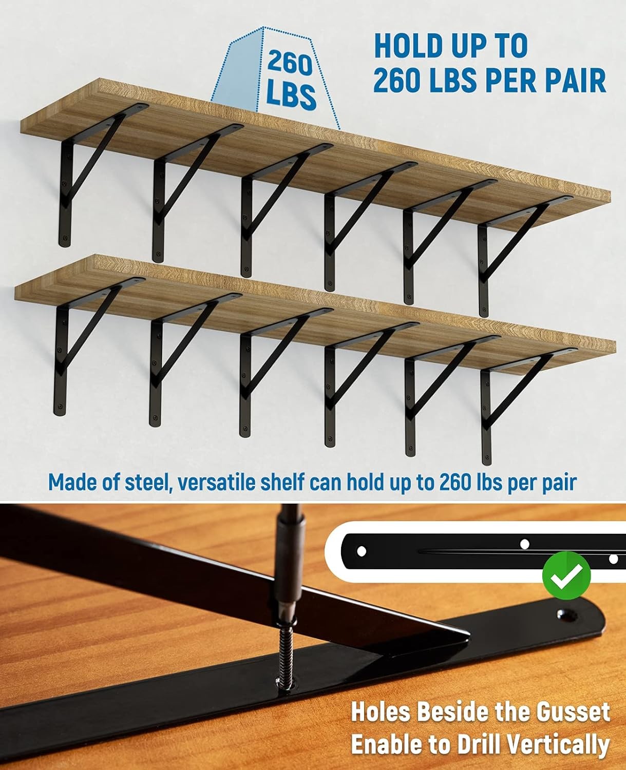 new LEOPO 14 Inch Heavy Duty Shelf Brackets & Supports, 8 14 Inch, Black-8 Pack LEOPO - KOEEK