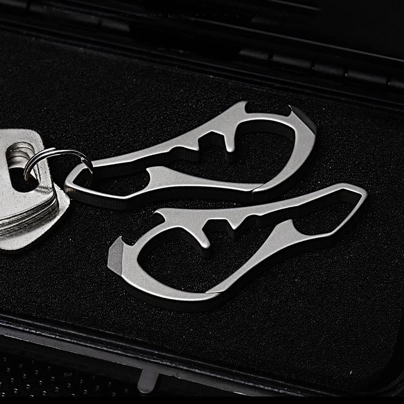 EDC Titanium Alloy Keychain Carabiner Waist Fast Hanging Buckle Bottle Opener 07FC0E-D4 - KOEEK