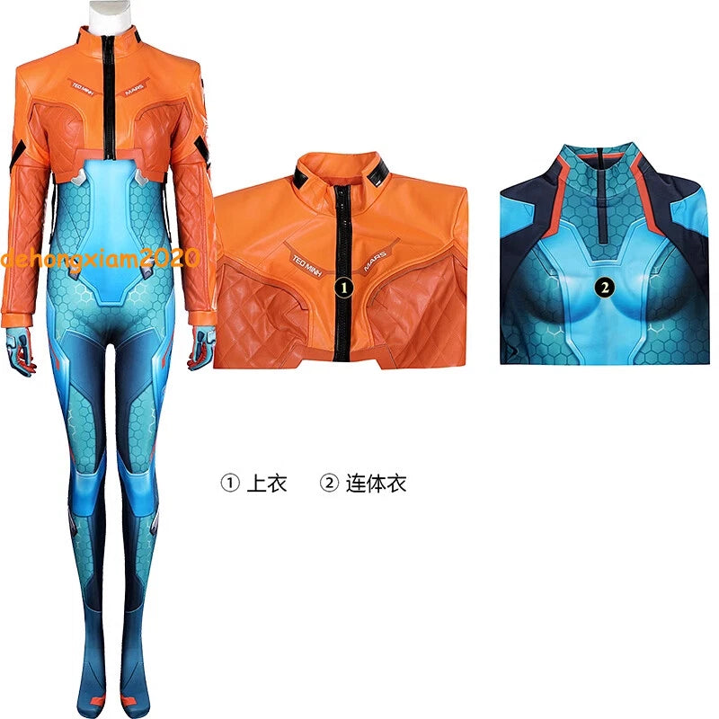 OVERWATCH2 Juno Jumpsuit Suit Halloween Cosplay Bodysuit Tights Women's Jacket 07FC0E-D4 - KOEEK