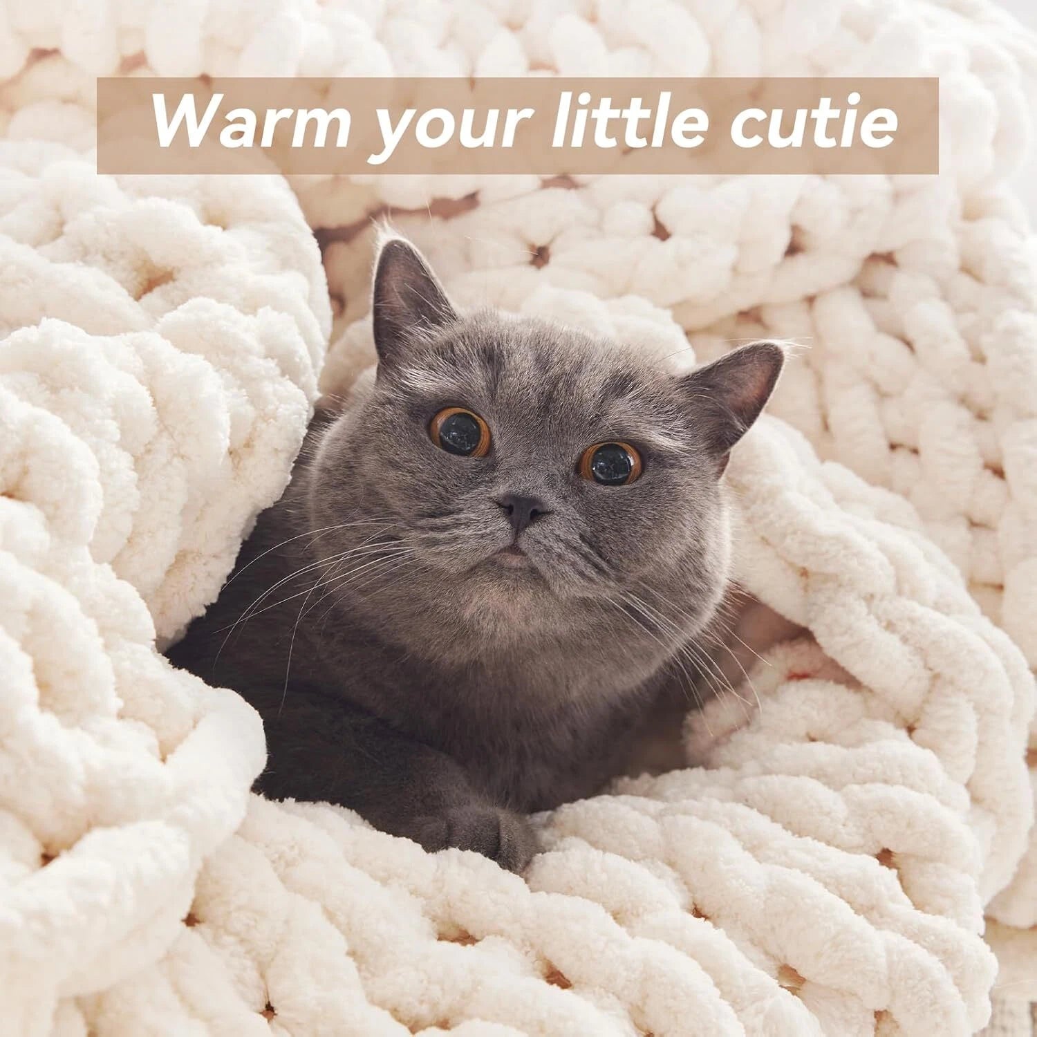Chunky knit blanket, chenille knit blanket for bed and sofa 07FC0E-D4 - KOEEK